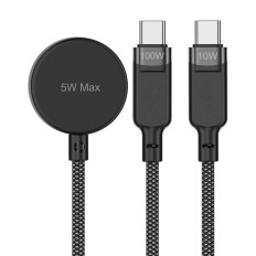 3in1 kabel USB-C-kabel - 2x USB-C / lader Apple Se Qi 480MB / S 100W 1.2m - Svart