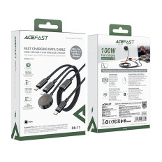 3in1 kabel USB-C-kabel - 2x USB-C / lader Apple Se Qi 480MB / S 100W 1.2m - Svart