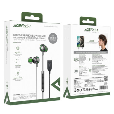 Wired Headphones L5 Följ USB-C 1.2m - svart