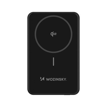PowerBank Qi2 10000mAh ar USB-A USB-C 22.5W PD - melns