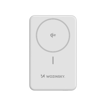 Magnetic PowerBank Qi2 10000mAh med USB-A USB-C 22,5W PD - Hvit
