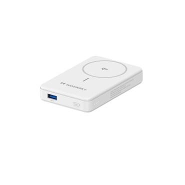 Magnetic PowerBank Qi2 10000mAh med USB-A USB-C 22,5W PD - Hvit