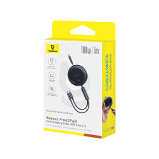 Kabeļu USB-C Cord vads - 2 x USB-C spilgti spoguļu sērija 100W 1m - melns
