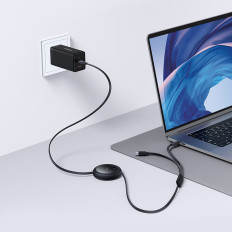 Kabeļu USB-C Cord vads - 2 x USB-C spilgti spoguļu sērija 100W 1m - melns