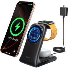 3in1 Wireless Charger Ladestasjon med Magsafe - Svart