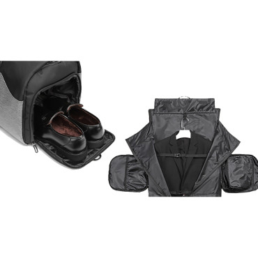 Saco de viagem premium em um terno e calçado com um bolso molhado 50L - preto