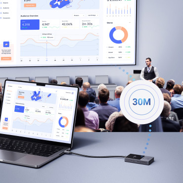 HDMI vysílač bezdrátový vysílač a přijímač až 30m - černá a stříbrná