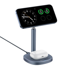 2in1 Indukcijski polnilnik Orbit 2 Pro Magsafe QI2 20W s hlajenjem - siva