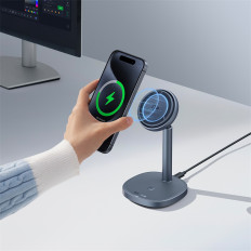 2in1 Indukcijski polnilnik Orbit 2 Pro Magsafe QI2 20W s hlajenjem - siva