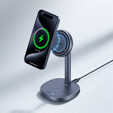 2in1 Indukcijski polnilnik Orbit 2 Pro Magsafe QI2 20W s hlajenjem - siva