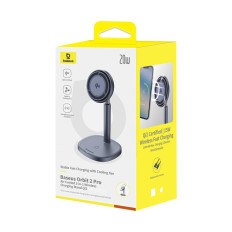 2in1 indukcinis įkroviklis Orbit 2 Pro Magsafe Qi2 20W su aušinimu - pilka