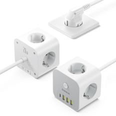 7W1 PowerCombo 3x AC / 3X PowerCombo Underscom-A / 1X USB-C 20W 1,5m - Hvit