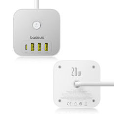 7W1 PowerCombo 3x AC / 3X POWERCOBODOMCOM-A / 1X USB-C 20W 1,5m - bijelo