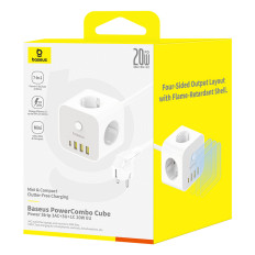 7W1 PowerCombo 3x AC / 3X PowerCombo Underscom-A / 1X USB-C 20W 1,5m - valkoinen