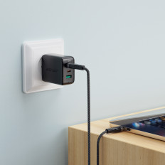 Kabel przewód USB-C 480Mb/s 100W z organizerem magnetycznym 1.2m - czarny