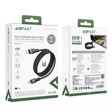 Cable USB-C 480MB / S Cable 100W con organizador magnético 1.2m - negro