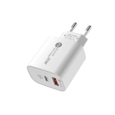 USB-A USB-C omrežnega polnilnika z USB-C 1M kablom - bela