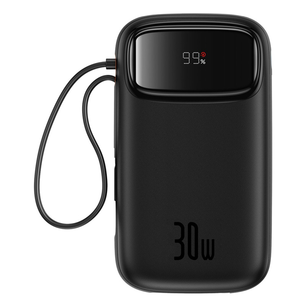 PowerBank QPOW 2 20000MAH 30W ar 2 iebūvētiem USB-C kabeļiem - melns