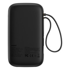 PowerBank QPOW 2 20000MAH 30W ar 2 iebūvētiem USB-C kabeļiem - melns