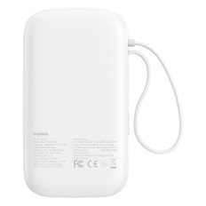Powerbank QPow 2 20000mAh 30W met 2 ingebouwde USB-C-kabels - wit