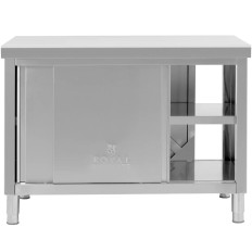 Tabla de la tabla de la tabla calculada con un gabinete de acero de 120 x 70 cm