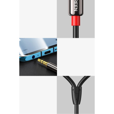 Kabel Audio Cable Mini Jack (Man) - 2RCA (Man) 1m - Svart