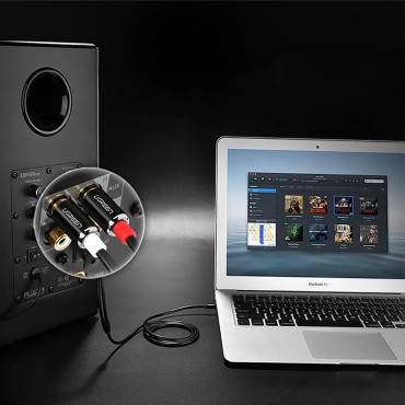 Kabelový audio kabelový mini jack (samec) - 2RCA (muž) 1m - černá