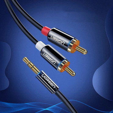 Kabel Audio Cable Mini Jack (Man) - 2RCA (Man) 1m - Svart
