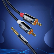Kabel Audio Cable Mini Jack (Man) - 2RCA (Man) 1m - Svart