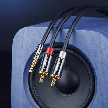 Kabel Audio Cable Mini Jack (Man) - 2RCA (Man) 1m - Svart