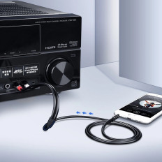 Kabeļu audio kabelis mini ligzda (vīrietis) - 2rca (vīrietis) 1m - melns