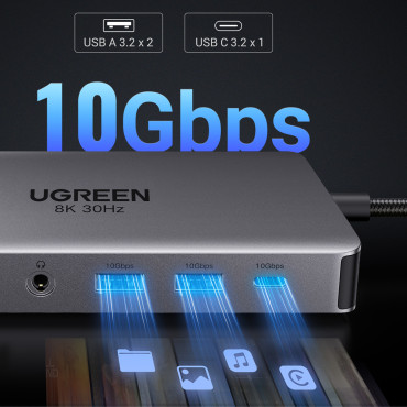 13W1 HUB USB-C adapter - USB-A / USB-C / HDMI / DisplayPort / RJ45 / SD TF / AUX / USB-C PD - siva