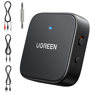 Sändare Bluetooth-ljudmottagare 5.2 TX RX Mini Jack USB-C RCA - Svart
