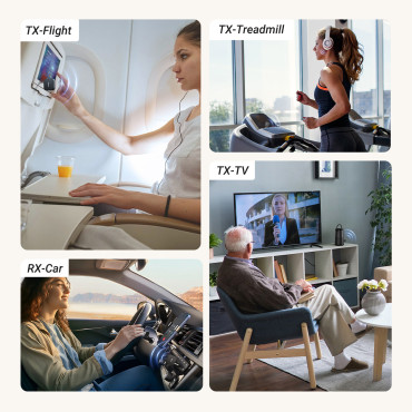 Sändare Bluetooth-ljudmottagare 5.2 TX RX Mini Jack USB-C RCA - Svart