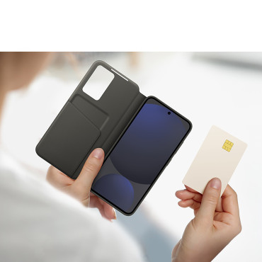 Samsung Smart Bekijk Case Wallet voor Samsung Galaxy S24 Fe - Zwart