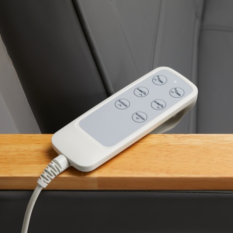Elektrické kozmetické kreslo SILLON Lux 273b 3 motory sivé — detail ovládania