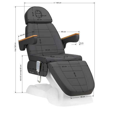 Elektrisk kosmetikstol SILLON Lux 273b 3 motorer grå