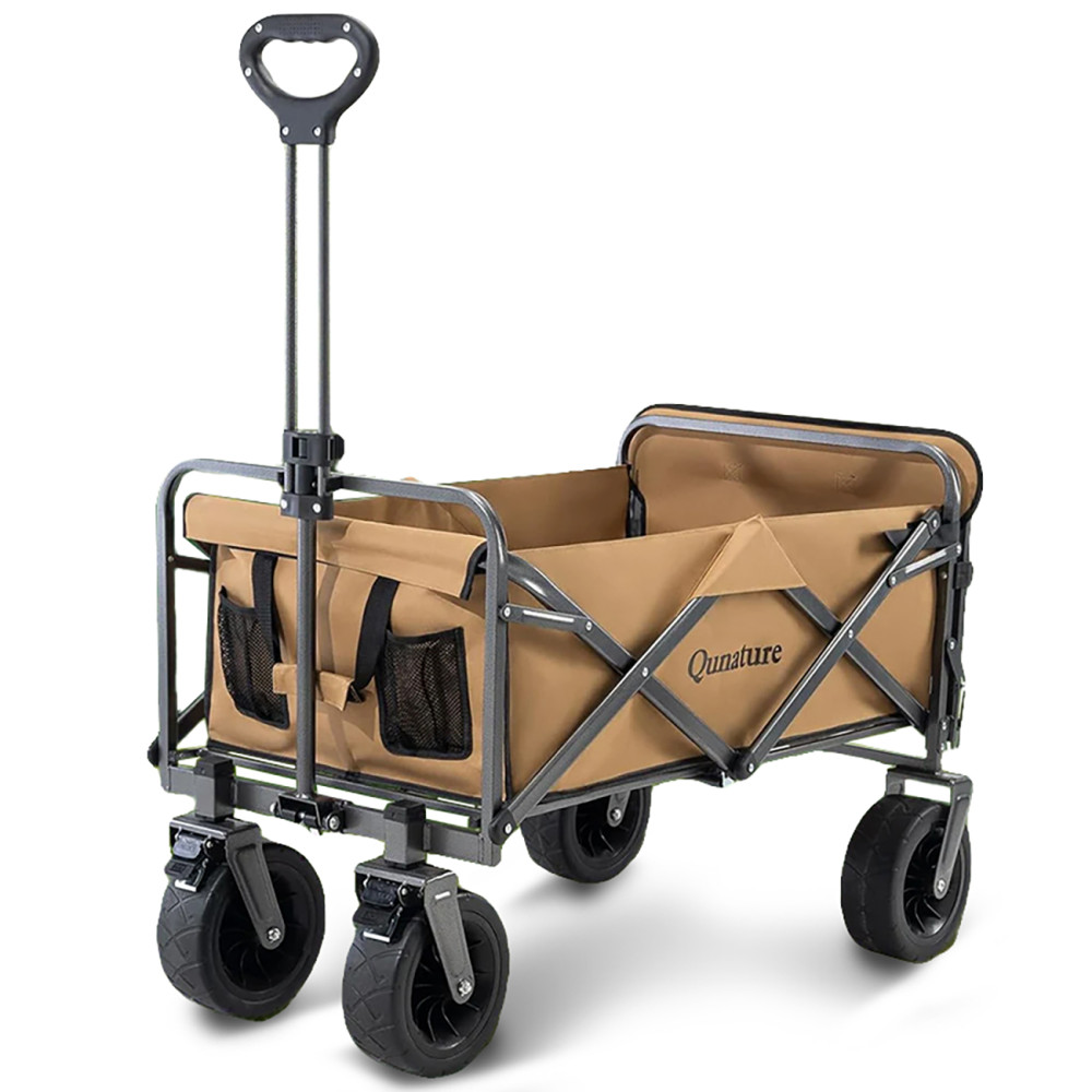 Turistfoldbar hage flat for transport store hjul med lås - brun