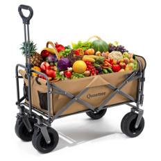 Tourist Foldable Garden Flat For Transport Big Wheels With Lock - Brown