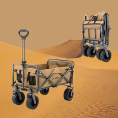 Piso de jardín plegable turístico para transporte Ruedas grandes con cerradura - marrón