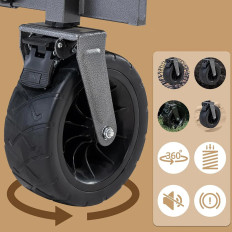 Piso de jardín plegable turístico para transporte Ruedas grandes con cerradura - marrón