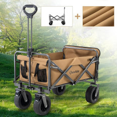 Touriste Pliable Jardin Pliable Appartement pour transports Big Roues avec serrure - Brown