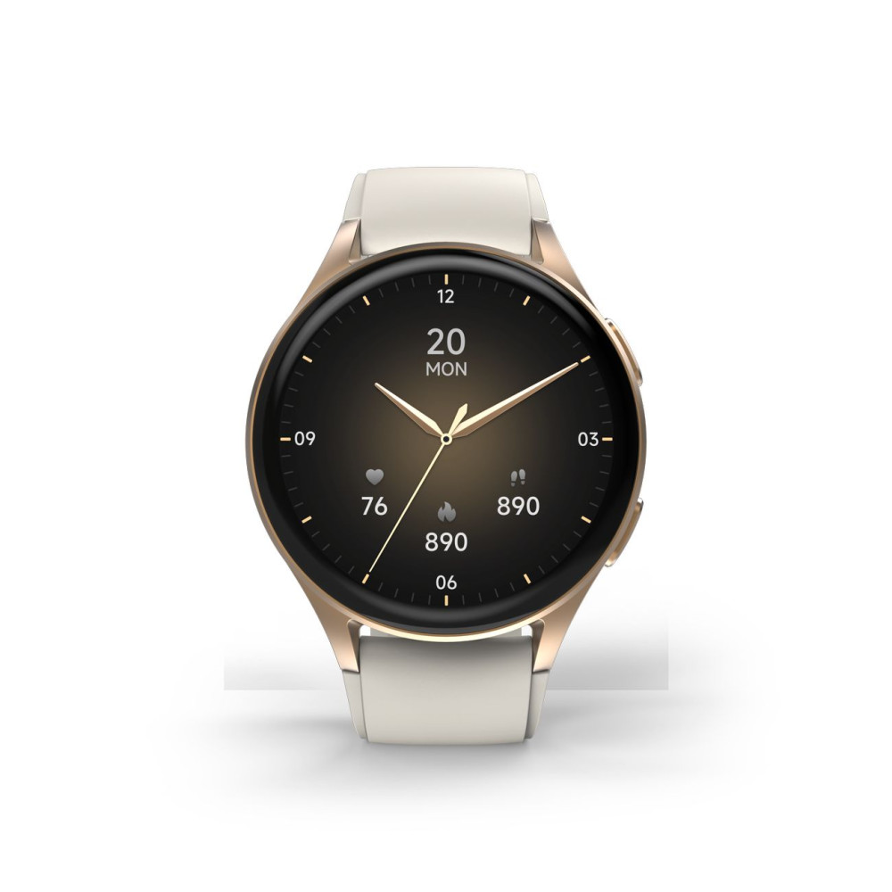 Smartwatch Hama 8900 GPS AMOLED 1.32 '' z beige silikonskim trakom - Zlato