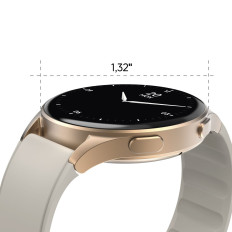Smartwatch Hama 8900 GPS AMOLED 1.32 '' met een beige siliconenriem - goud