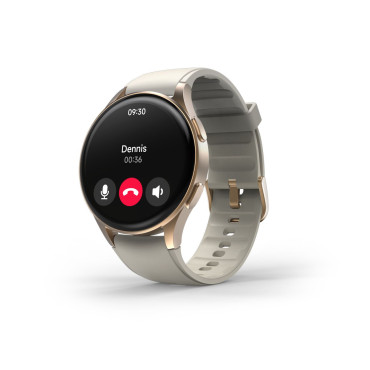 Smartwatch Hama 8900 GPS AMOLED 1.32 '' z beige silikonskim trakom - Zlato