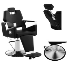 A professional barber barber seat with a swivel swinging turn Physa black