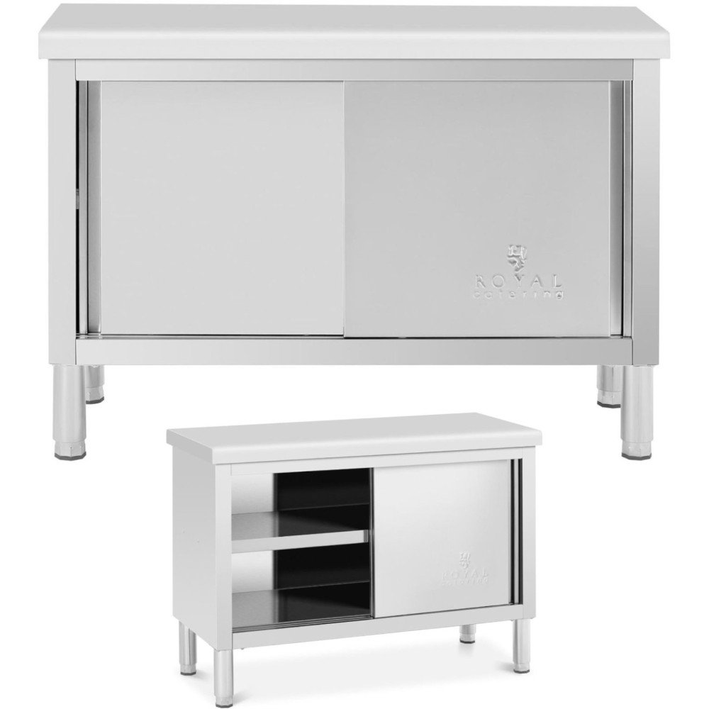 Gastronomie-Tisch mit Kabinett mit Tür-zu-Tür-Stahl 120 x 50 cm bis 330 kg