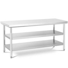 Tabelle Arbeitsplatte Stahlstahltisch 2 Regale 180 x 70 cm bis 600 kg