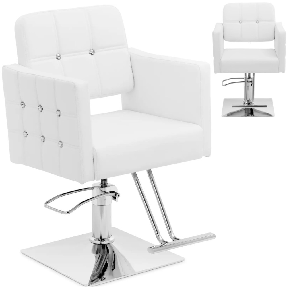 Friseur von Barber. Kosmetik mit einem Fußhocker Physa Cottam - weiß