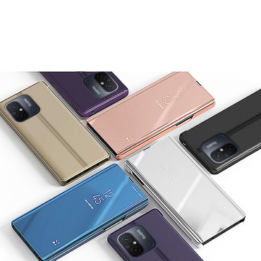 Caso brilhante com flip para Xiaomi Redmi 11A / Poco C55 / Redmi 12C Clear Clear Case Black